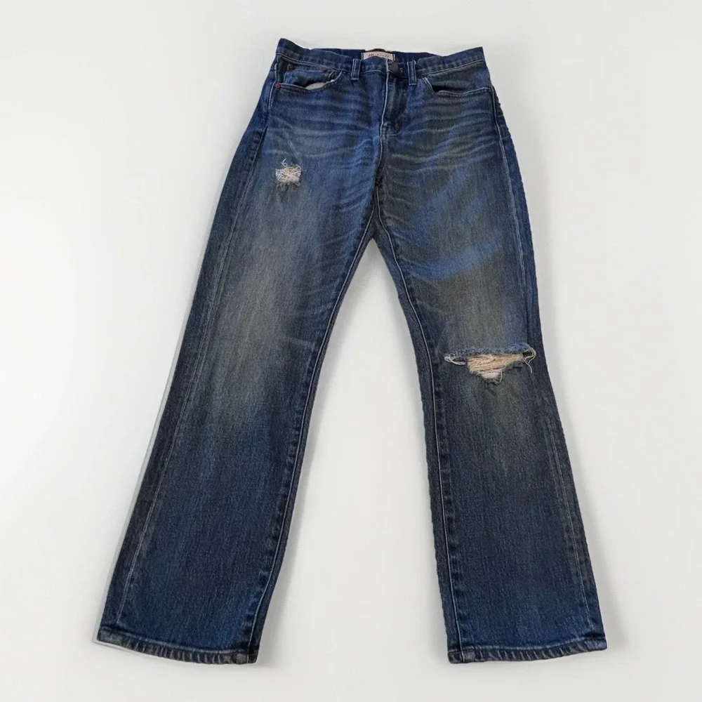 Madewell Classic Straight Crop Jeans Womens Size 27, Medium Wash‎ Distressed